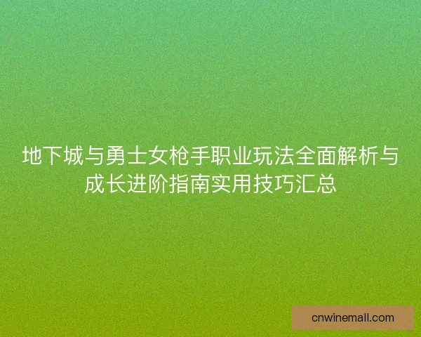 地下城与勇士女枪手职业玩法全面解析与成长进阶指南实用技巧汇总